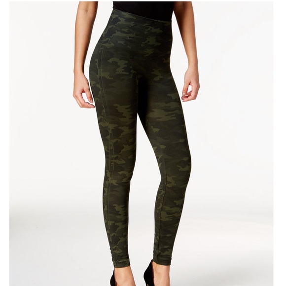 Spanx Camo Olive Green Black Look at me now seamless high rise leggings Medium - Picture 5 of 9